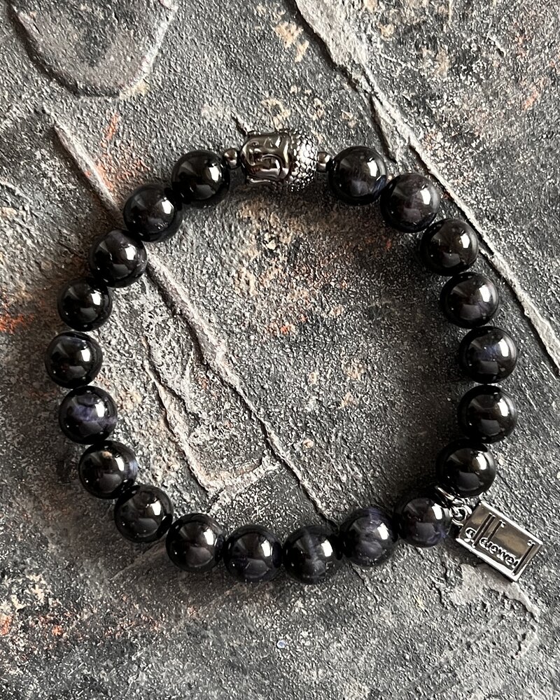 Alldieweil Tigerauge - Black & Blue - 8 mm  - Buddha