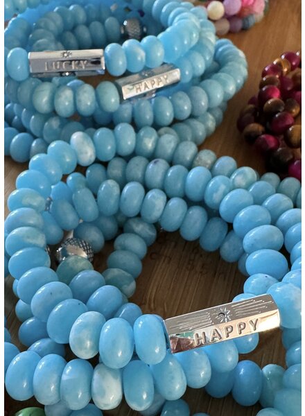 'HAPPY LUCKY'  | Jaspis | hellblau | Designperle | 8 mm