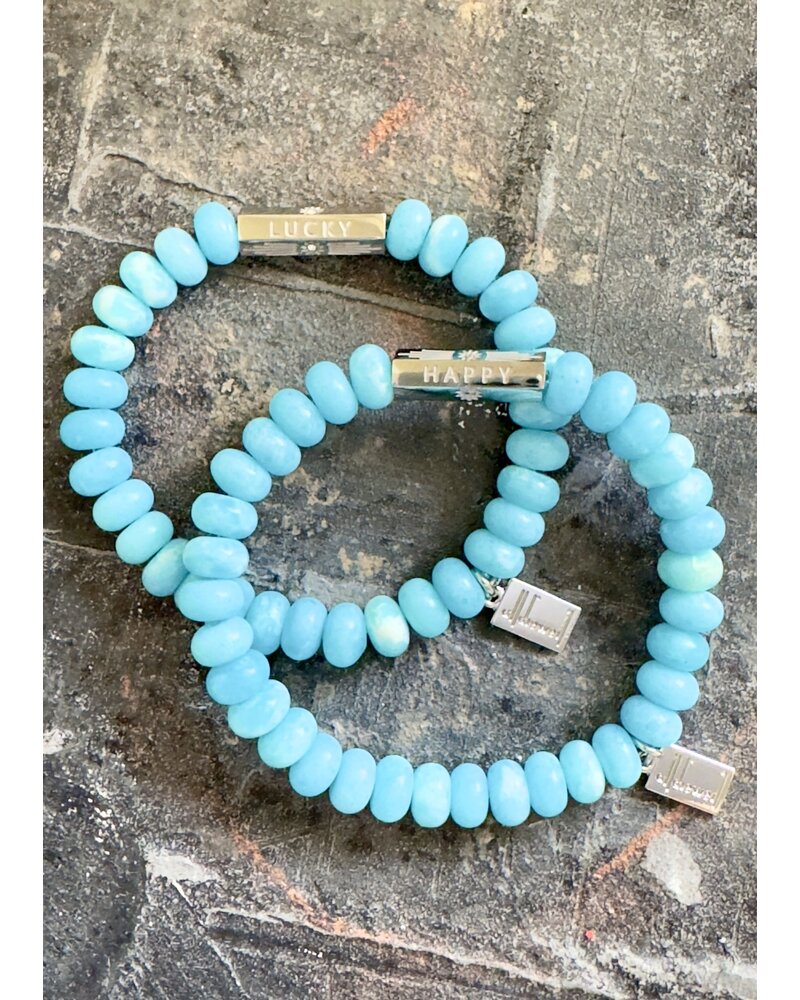 'HAPPY LUCKY'  | Jaspis | hellblau | Designperle | 8 mm