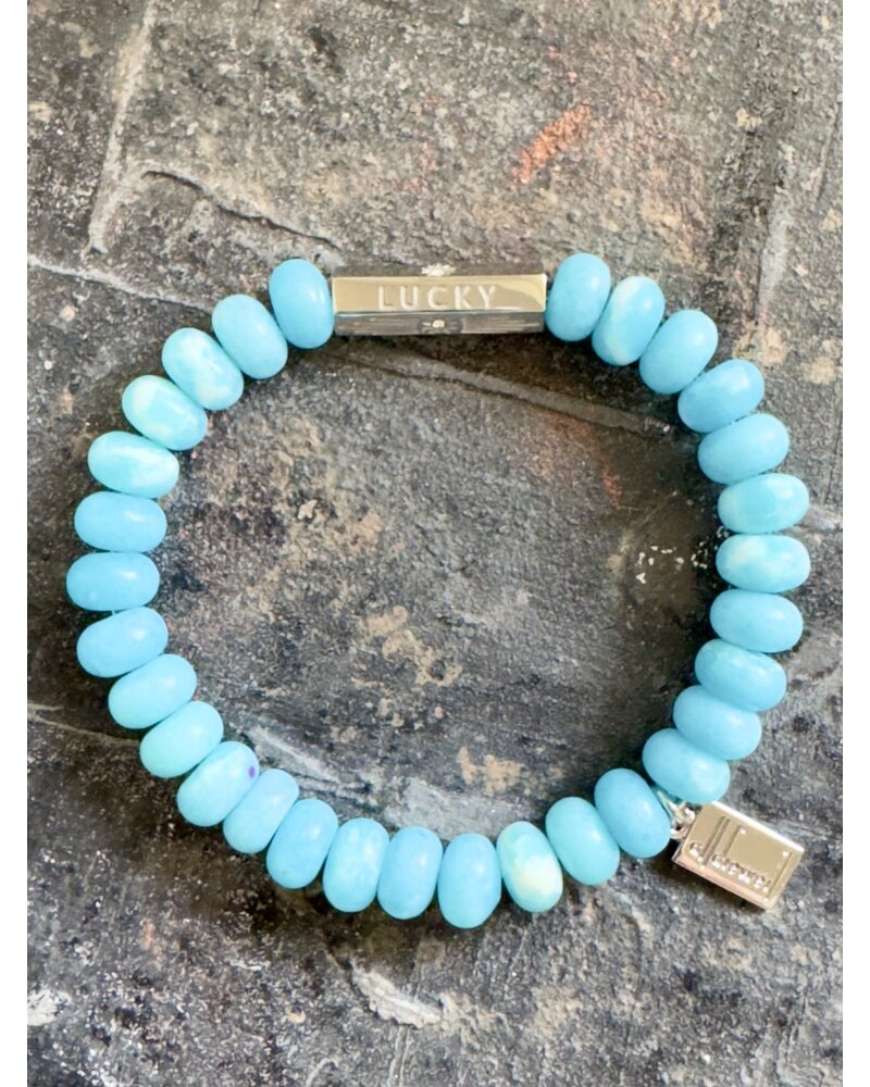 'HAPPY LUCKY'  | Jaspis | hellblau | Designperle | 8 mm