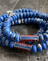 ‘LUCKY' | Edelstahlprisma | Jaspis | 8 mm Perlen | royalblau
