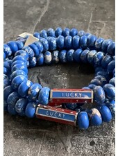 ‘LUCKY' Designperle | Jaspis | 8 mm Perlen | royalblau
