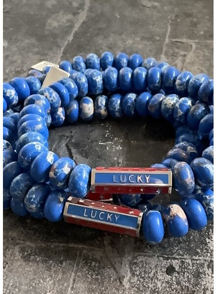 ‘LUCKY' Designperle | Jaspis | 8 mm Perlen | royalblau
