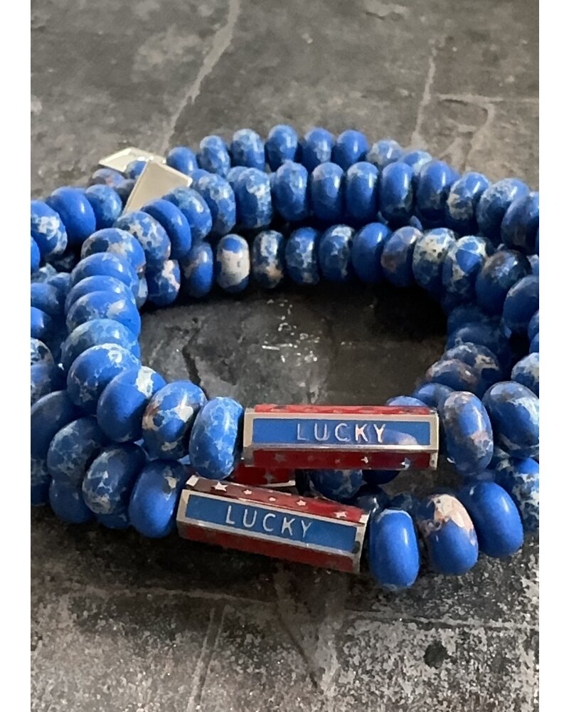 ‘LUCKY' | Designperle | Jaspis | 8 mm Perlen | royalblau