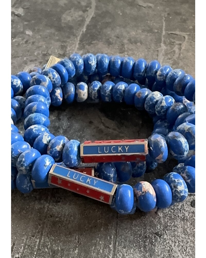 ‘LUCKY' | Designperle | Jaspis | 8 mm Perlen | royalblau
