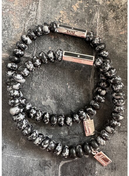 ‘HEARTBEAT' Designperle | Jaspis | 8 mm | schwarz-grau