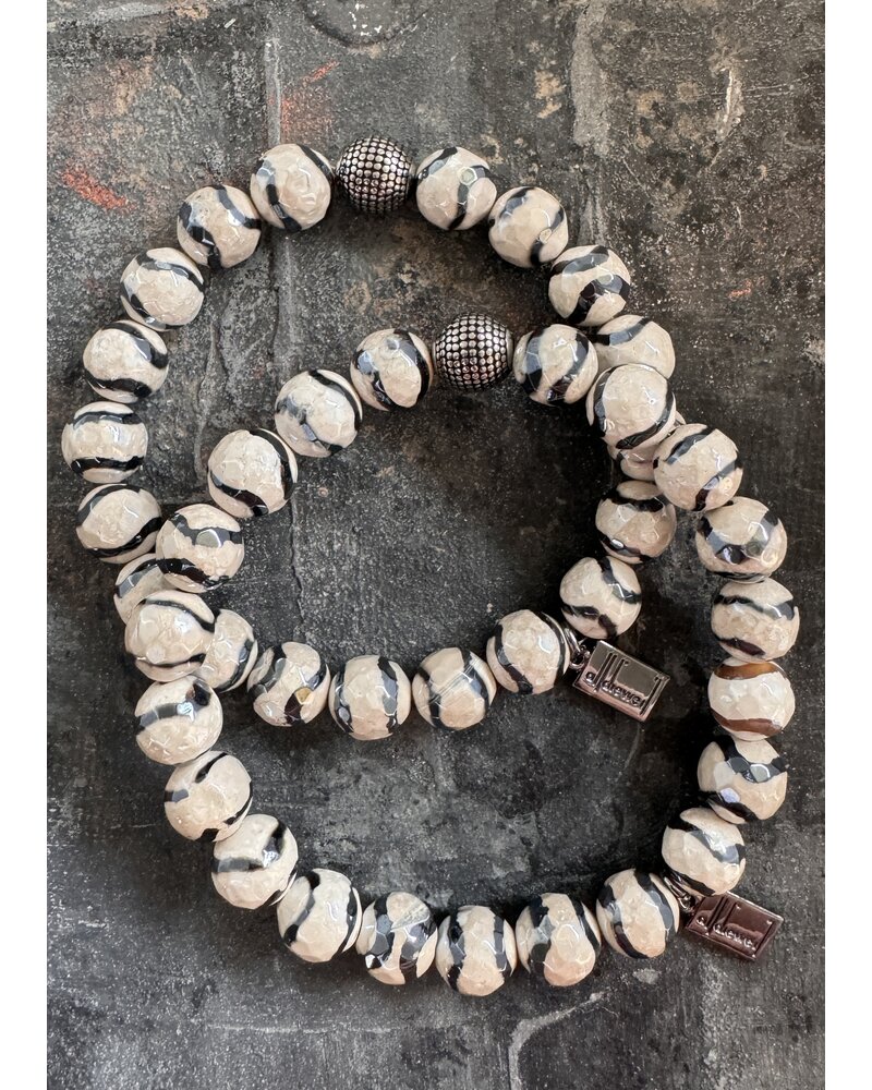 DZI | 10 mm | Agate-Unisex-Bracelet | Metal Ball