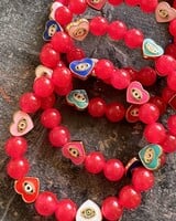 Cherish | Jade | Pearls 8 mm | red | Hearts