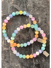 Colourful Selenite | 6 mm pearls | Smiley | silver or gold