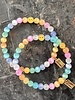 Colourful Selenite | 6 mm pearls | Smiley | gold coloured