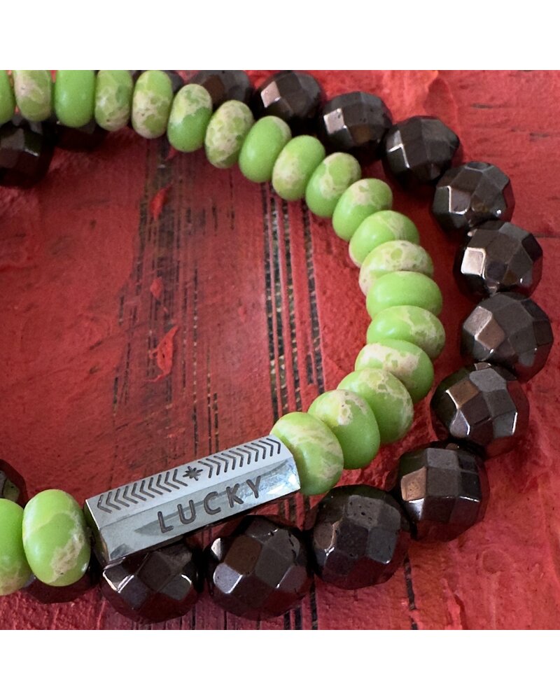 ‘LUCKY -& HAPPY' | Designperle | Jaspis | 8 mm | Farbauswahl