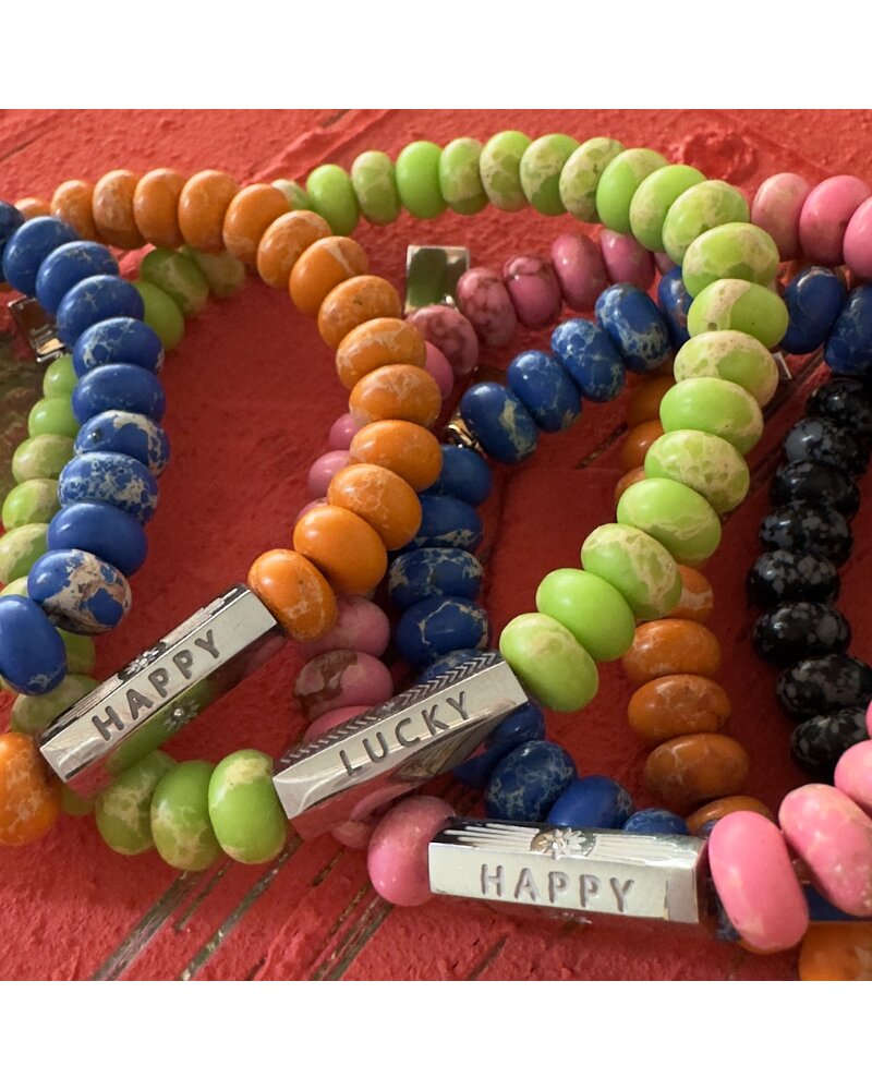 ‘LUCKY -& HAPPY' | Designperle | Jaspis | 8 mm | Farbauswahl