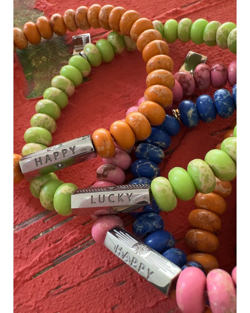 ‘LUCKY -& HAPPY' | Designperle | Jaspis | 8 mm | Farbauswahl