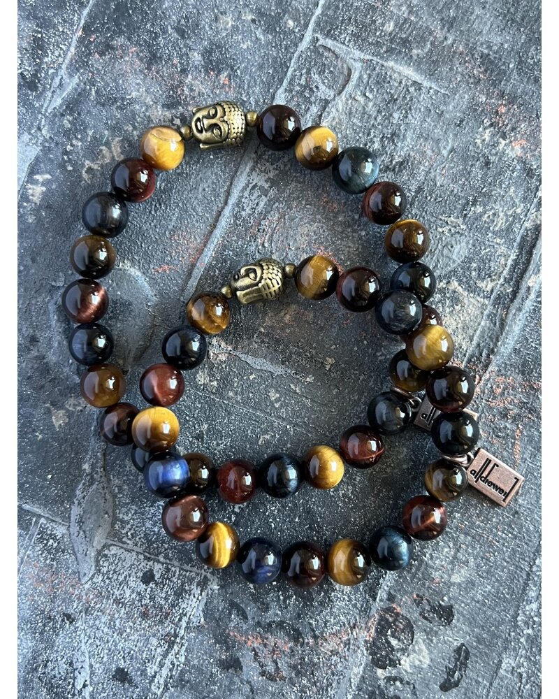 Alldieweil Tigerauge - "Happy Buddha" - 8 mm - Buddha