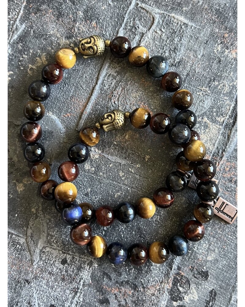 Alldieweil Tiger's Eye  - "Happy Buddha" - 8 mm - Buddha