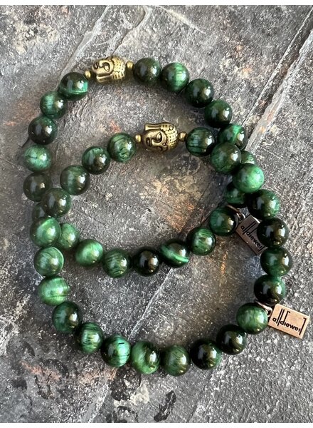 Alldieweil Tiger's Eye  - Mystic Green - 8 mm - Buddha