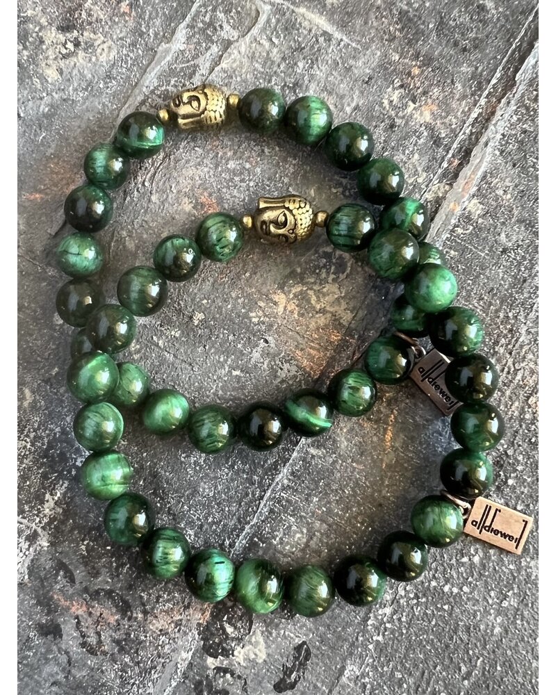 Alldieweil Tiger's Eye  - Mystic Green - 8 mm - Buddha
