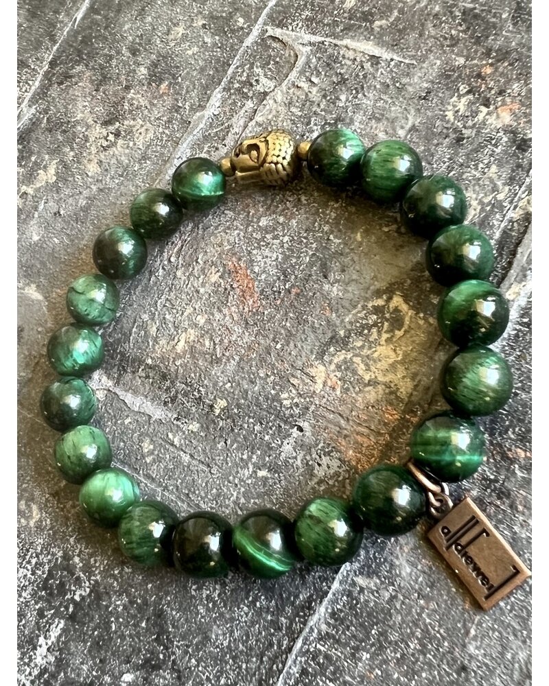 Alldieweil Tiger's Eye  - Mystic Green - 8 mm - Buddha