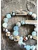 'LOVE' - Tibetan Dzi Pearls - 10 mm + Stainless Steel Prism
