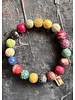 Colourful  jasper - golden Sterling Silver Ball - 10 mm Beads