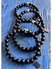 Agate Bracelet | 6 mm pearls | mat black | Leopard