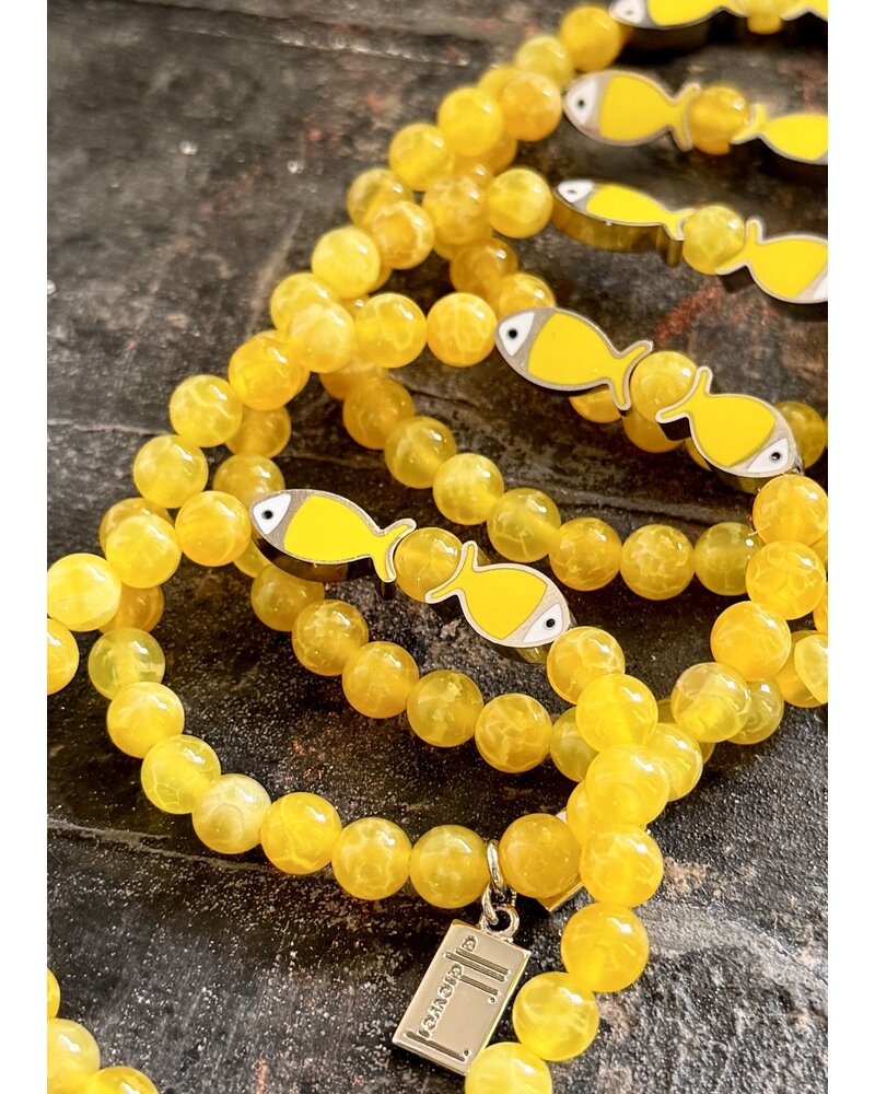 Fishes in Love - Agate - 6 mm - yellow