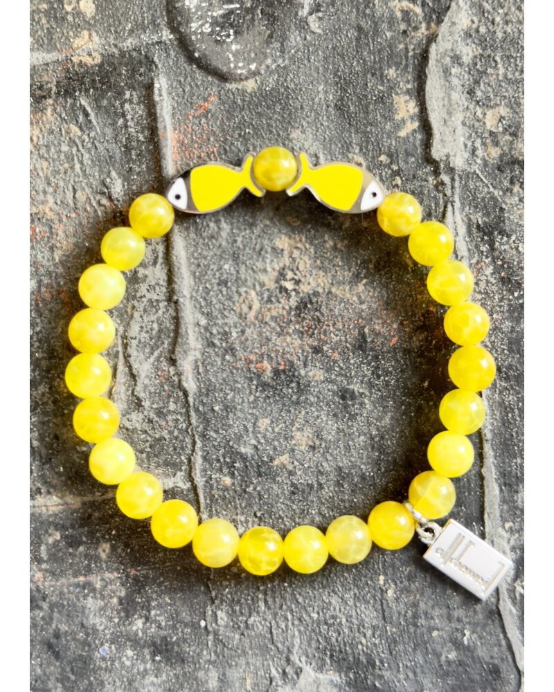 Fishes in Love - Agate - 6 mm - yellow