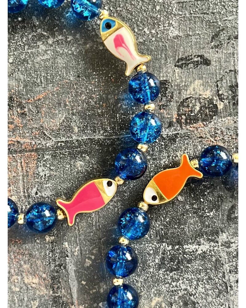 Limited | Agate Bracelet & Fishes  - 8 mm pearls