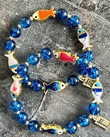 Limitiert | Achat-Armband mit Fischen - 8 mm - runde Perlen