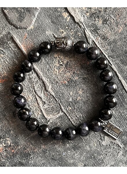 Alldieweil Tiger's Eye - "Black & Blue" - 8 mm  - Buddha