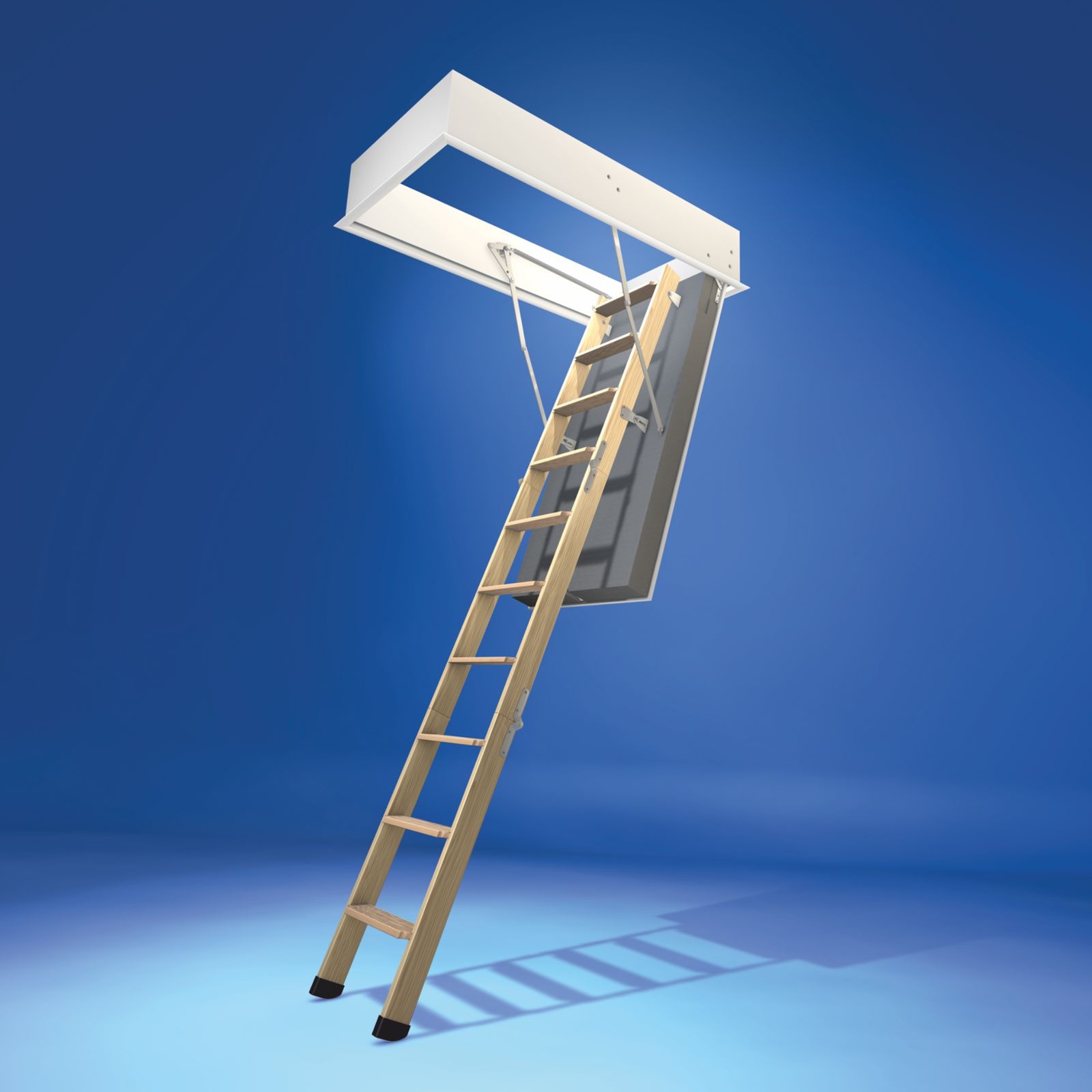 Wellhöfer Bodentreppe GutHolz mit WärmeSchutz WS4D und FeuerSchutz (Maßanfertigung)