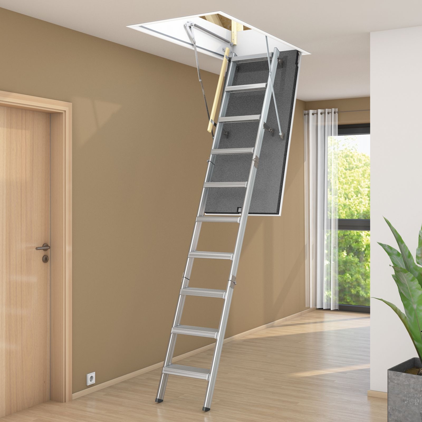 Wellhöfer Bodentreppe AluDrei mit WärmeSchutz WS3D und FeuerSchutz (Standardmaße)