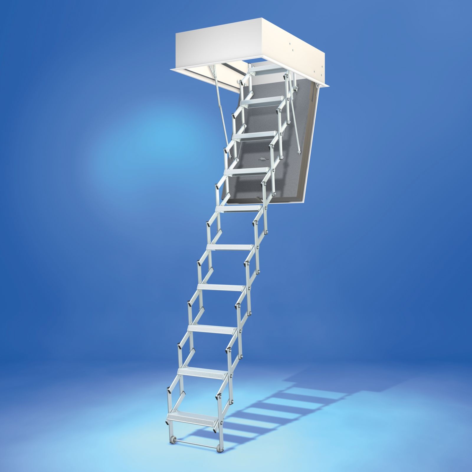 Wellhöfer Scherentreppe Liliput mit WärmeSchutz WS4D und FeuerSchutz (Maßanfertigung)