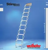 Wellhöfer Alu-Scherentreppe mit Stirnbrett | NEU: Wand- oder Deckenmontage