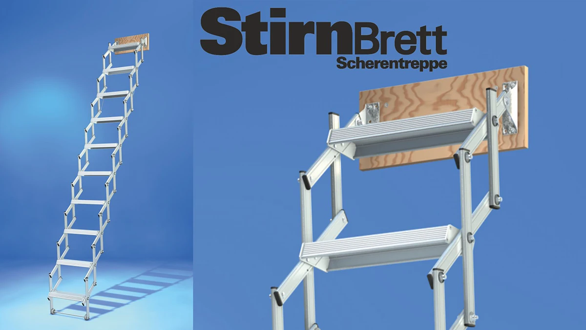 Wellhöfer Alu-Scherentreppe mit Stirnbrett