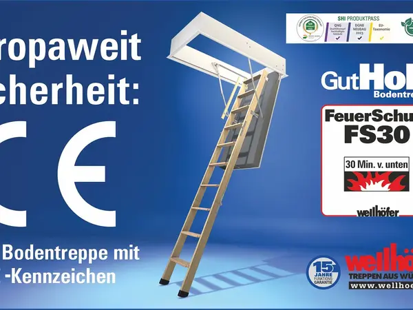 Wellhöfer bietet europaweit die erste Bodentreppe mit CE-Kennzeichen