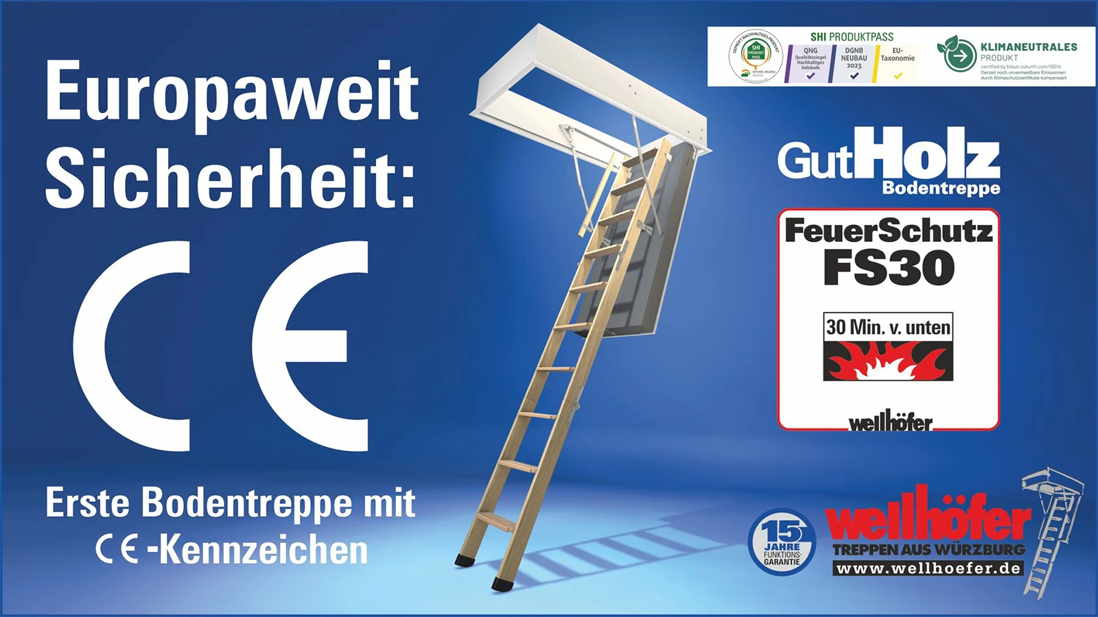 Wellhöfer bietet europaweit die erste Bodentreppe mit CE-Kennzeichen