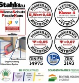 Wellhöfer Bodentreppe StahlBlau mit WärmeSchutz WSPH und FeuerSchutz (Maßanfertigung)