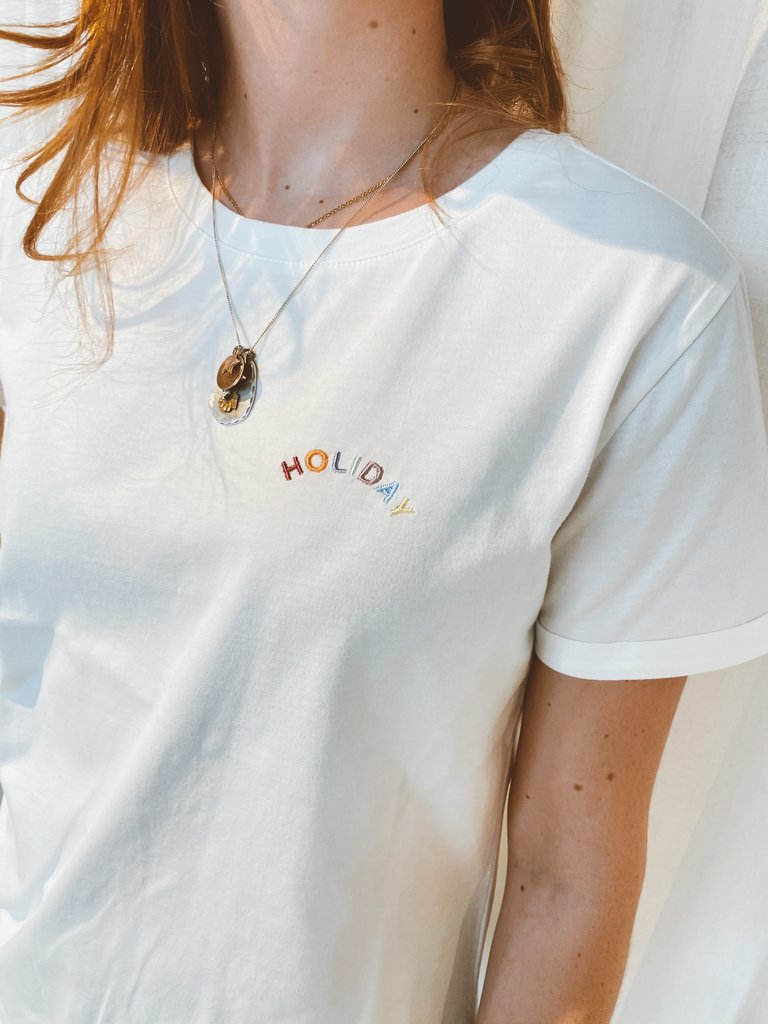 Atelier Bossier Off white round neck tee - HOLIDAY