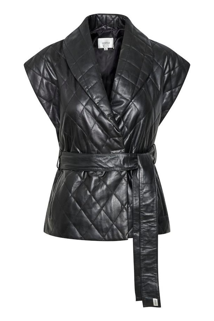 Gestuz Lova leather waistcoat - Black