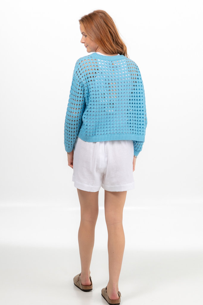 Brodie Pointelle cardi - Blue wave