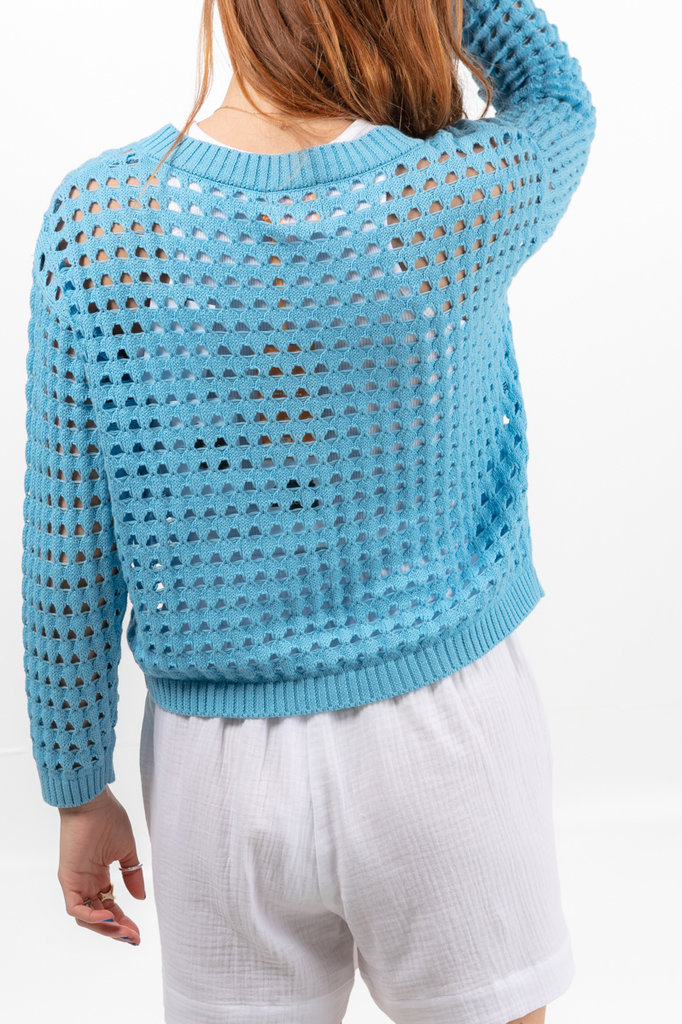 Brodie Pointelle cardi - Blue wave