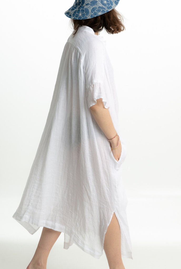 Zyga Java linen dress - Blanc