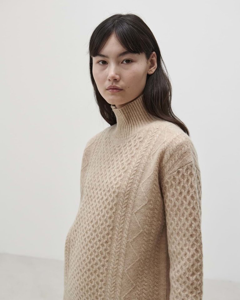 FUB Lambswool Aran Jumper - Oatmeal