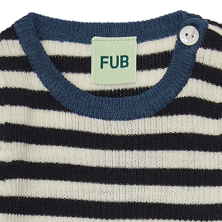 FUB kids FUB baby - Rib blouse - Ecru/ dark navy
