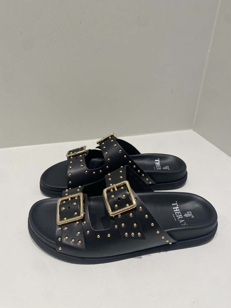 Thera's Strap sandal with studs - Black