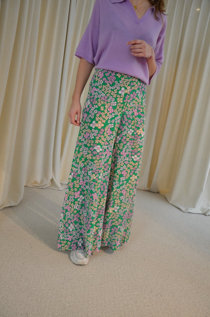 Attic And Barn Catalina Pants - Green/Pink Flowers