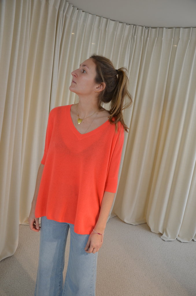 Absolut Cashmere Kate poncho - Corail fluo