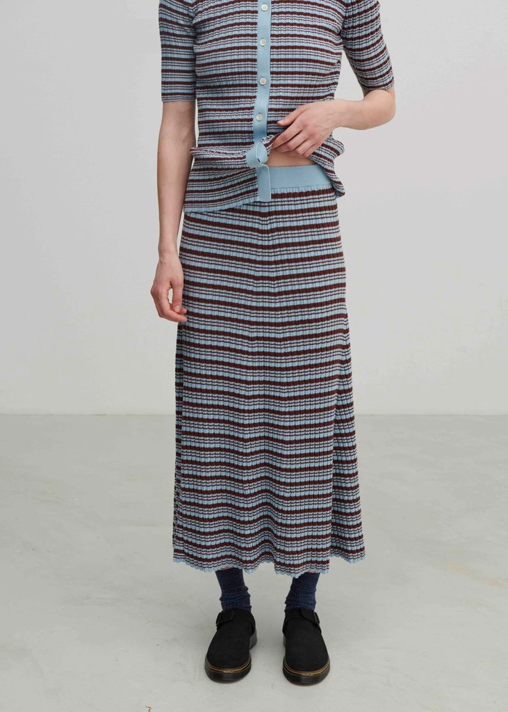 FUB Striped knit skirt - Maroon/ glacier