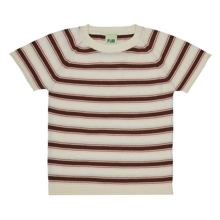 FUB kids FUB kids multi striped tee - Ecru/ maroon